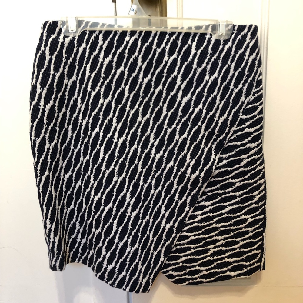 LOFT Tweed Asymmetric Skirt- Blue and White